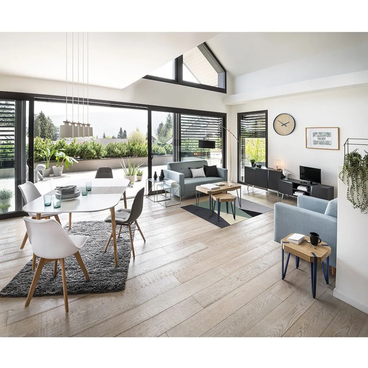 Meuble TV Jamy vert d’eau et anthracite