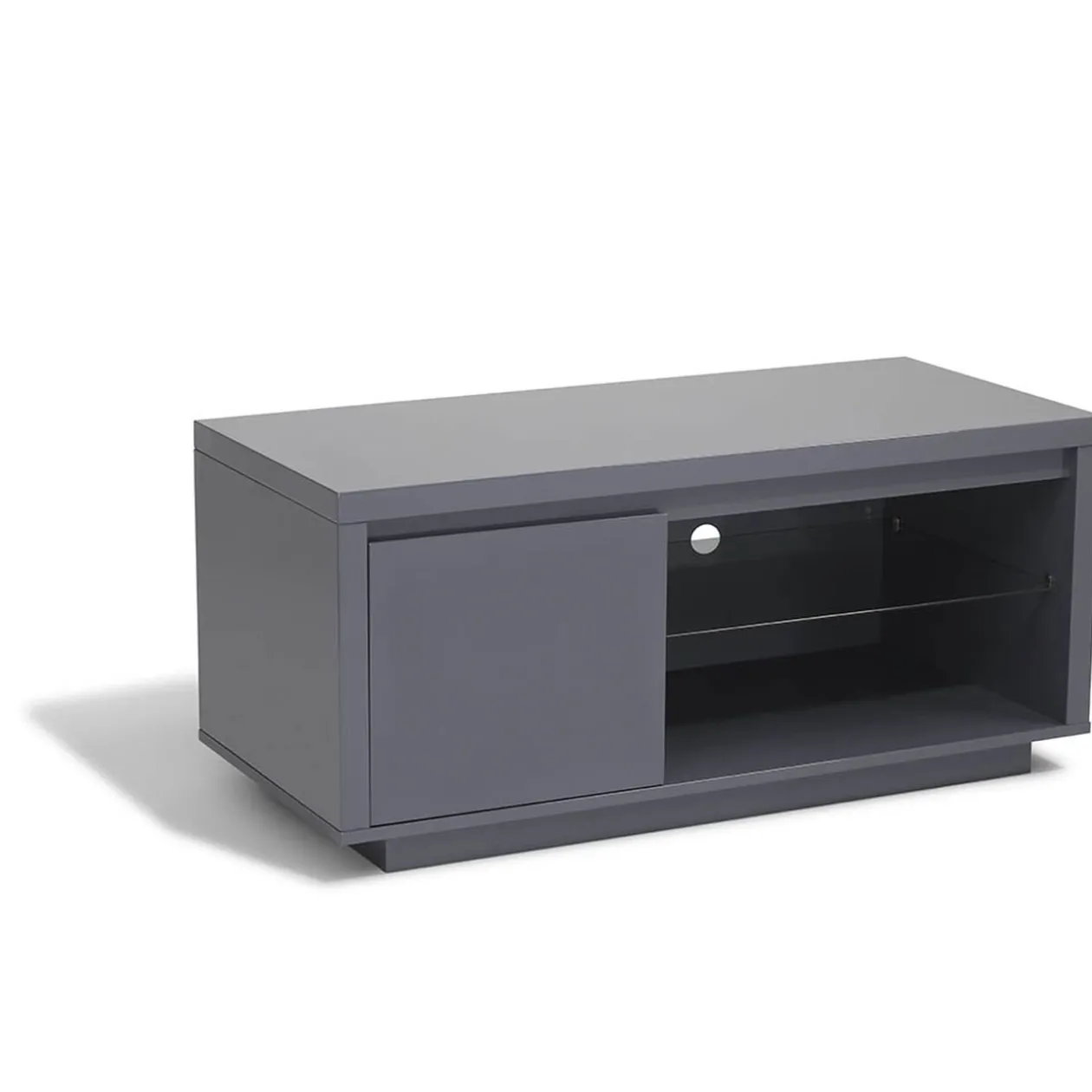 Meuble TV Luminosa effet laqué gris anthracite 1 porte