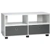 Meuble TV Utah blanc 2 tiroirs et 2 niches