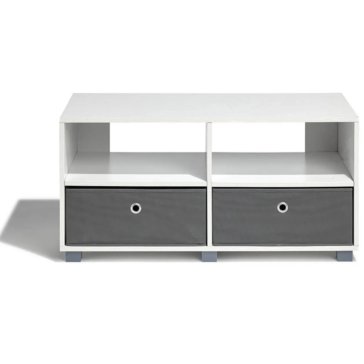 Meuble TV Utah blanc 2 tiroirs et 2 niches