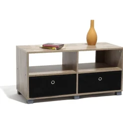 Meuble TV Utah naturel 2 tiroirs et 2 niches