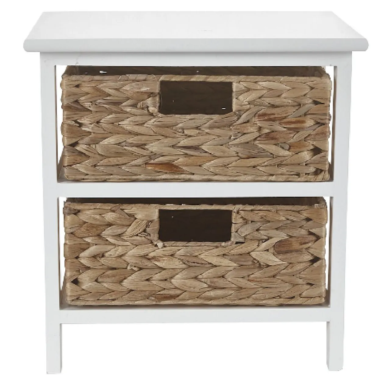 Mini meuble 2 tiroirs jacinthe d'eau bois blanc