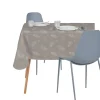 Nappe anti tâches imprimé plume marron 140x250 cm
