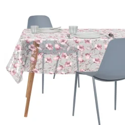 Nappe cristal rectangulaire transparente motif fleur bleue 140x240cm