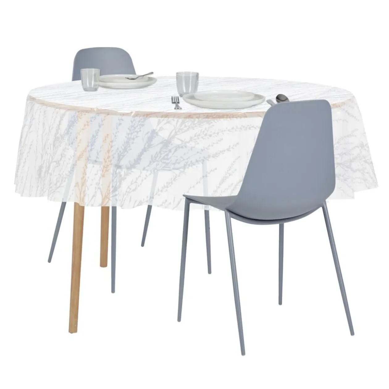 Nappe cristal ronde transparente motif lavande Ø150cm