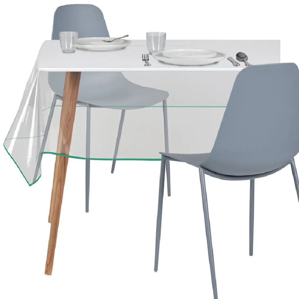Nappe cristal transparent biais coloré 140x240 cm