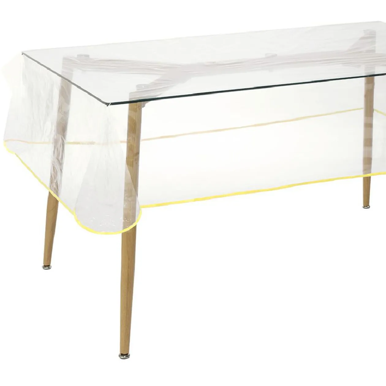 Nappe cristal transparent biais coloré 140x240 cm