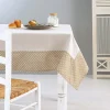 Nappe de table rectangulaire beige à pois blancs