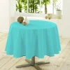 Nappe de table ronde bleue turquoise unie