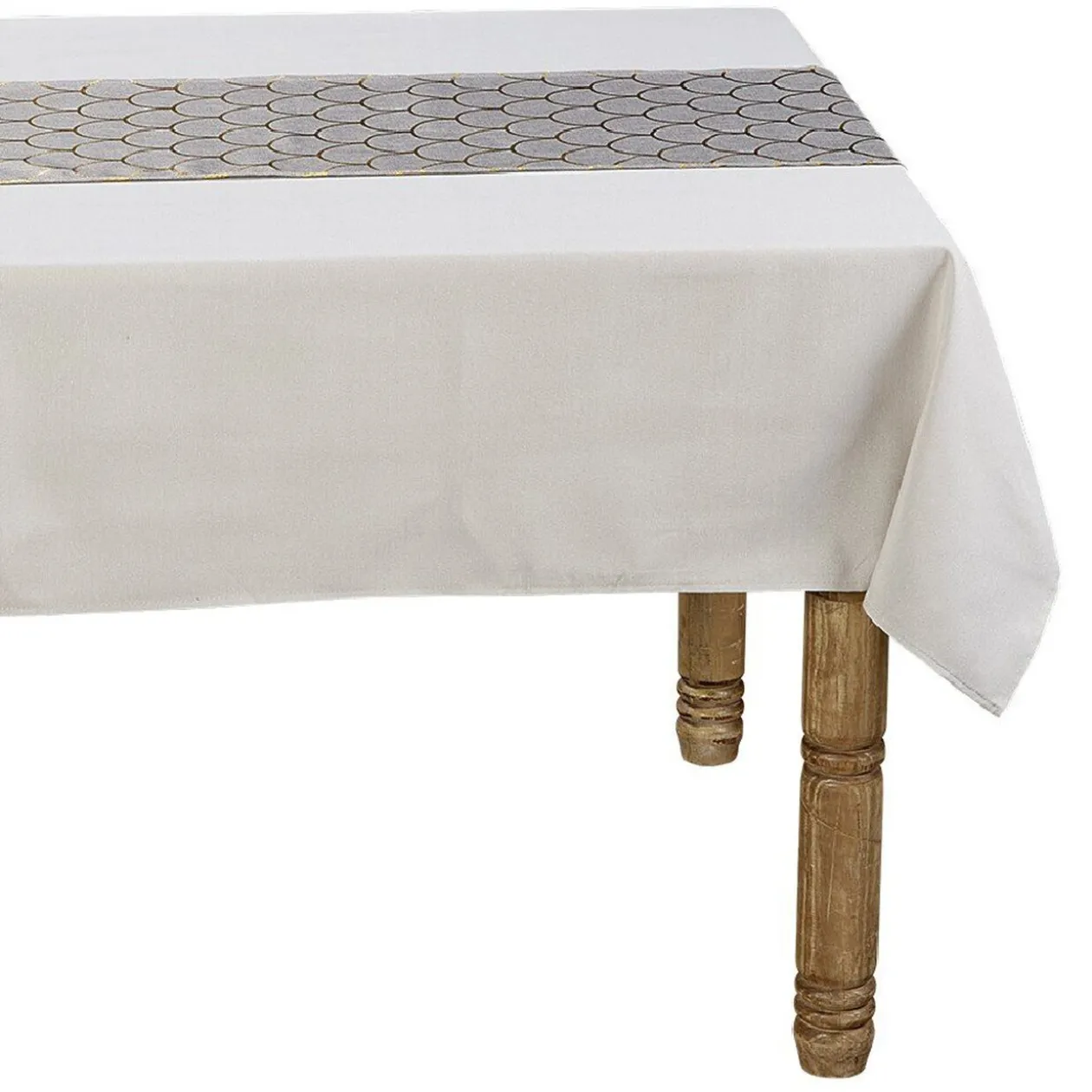 Nappe effet lin avec chemin de table design festif 250 x 140 cm