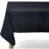 Nappe jacquard noire motif géométrique L 350 cm