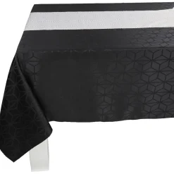 Nappe jacquard noire motif géométrique L 350 cm