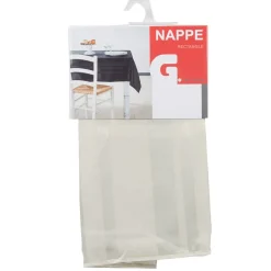 Nappe rectangulaire beige à rayures jacquard