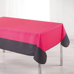 Nappe rectangulaire bicolore framboise gris anthracite