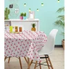 Nappe rectangulaire blanche motifs flamants roses