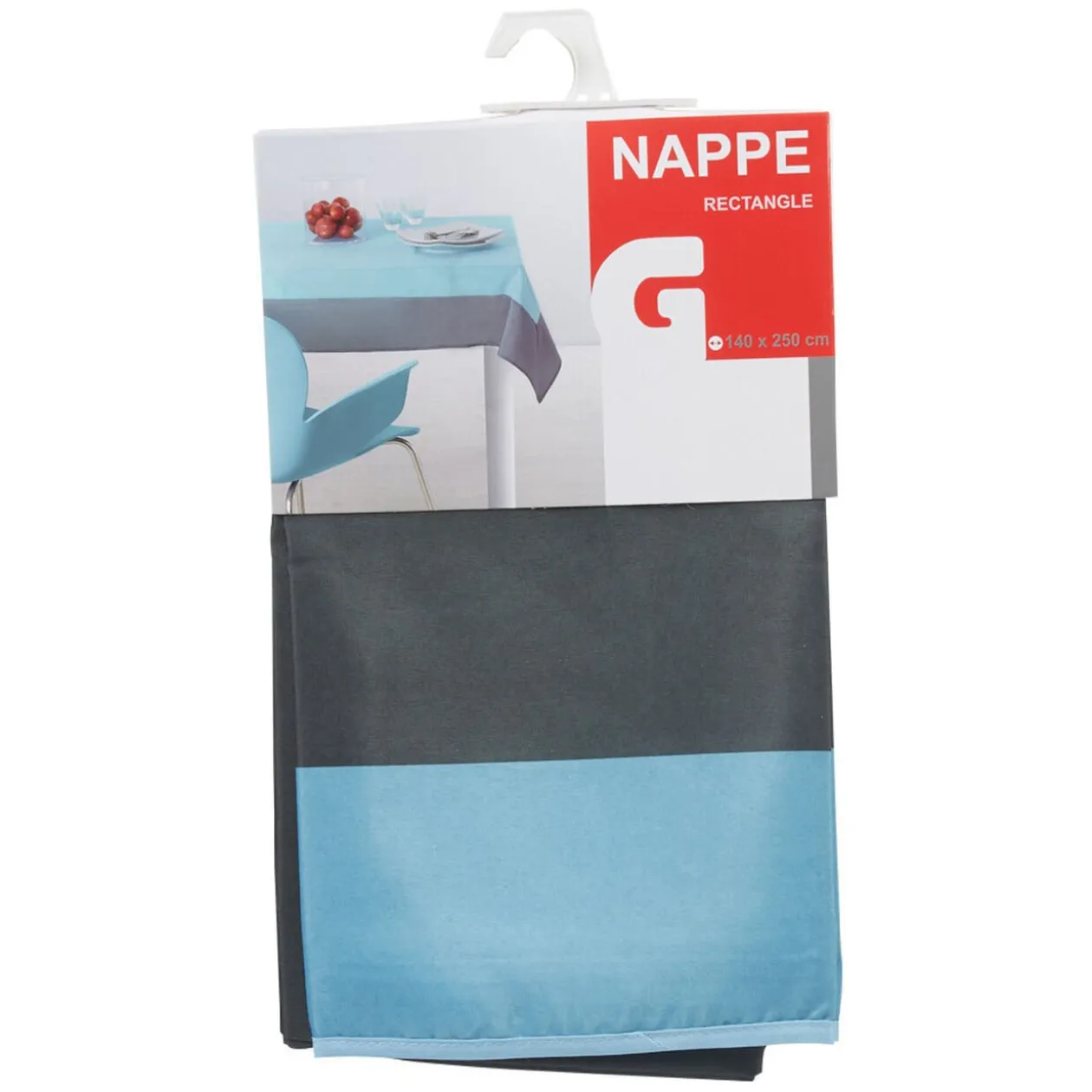 Nappe rectangulaire bleue et grise foncé