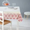 Nappe rectangulaire crème design poule et fleurs rouges