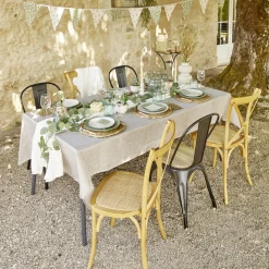 Nappe rectangulaire en tissu beige 140x250cm