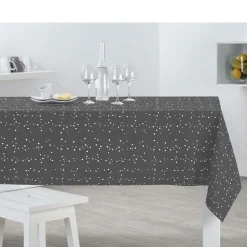 Nappe rectangulaire grise à pois blancs