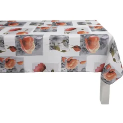 Nappe rectangulaire imprimée coquelicots rouge gris