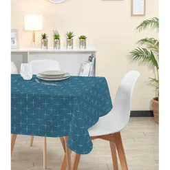 Nappe rectangulaire imprimée motif graphique bleu