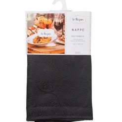 Nappe rectangulaire jacquard damassé noir infroissable