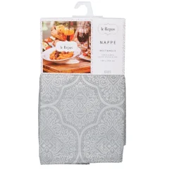Nappe rectangulaire jacquard damassé gris foncé gris clair