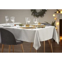 Nappe rectangulaire jacquard grise 140 x 250