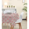 Nappe rectangulaire motif carreau de ciment rouge blanc et gris