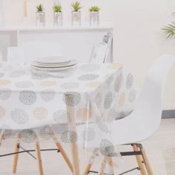 Nappe rectangulaire plastique transparent motif ronds