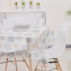 Nappe rectangulaire plastique transparent motif ronds