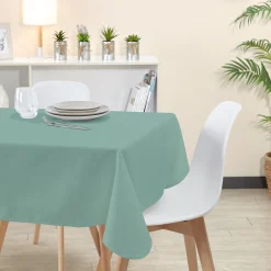 Nappe rectangulaire polyester anti tâche uni vert amande