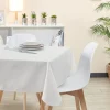 Nappe rectangulaire polyester anti tâche motif cercles superposés blanc