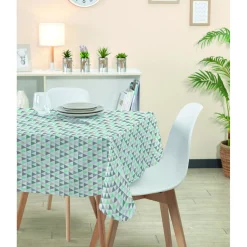 Nappe rectangulaire polyester anti tâche imprimé graphique multicolore