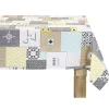Nappe rectangulaire polyester imprimé gris moutarde 140x240 cm