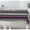 Nappe rectangulaire rayée gris violet blanc