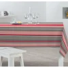 Nappe rectangulaire rayée rose beige gris
