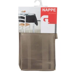 Nappe rectangulaire taupe à rayures jacquard