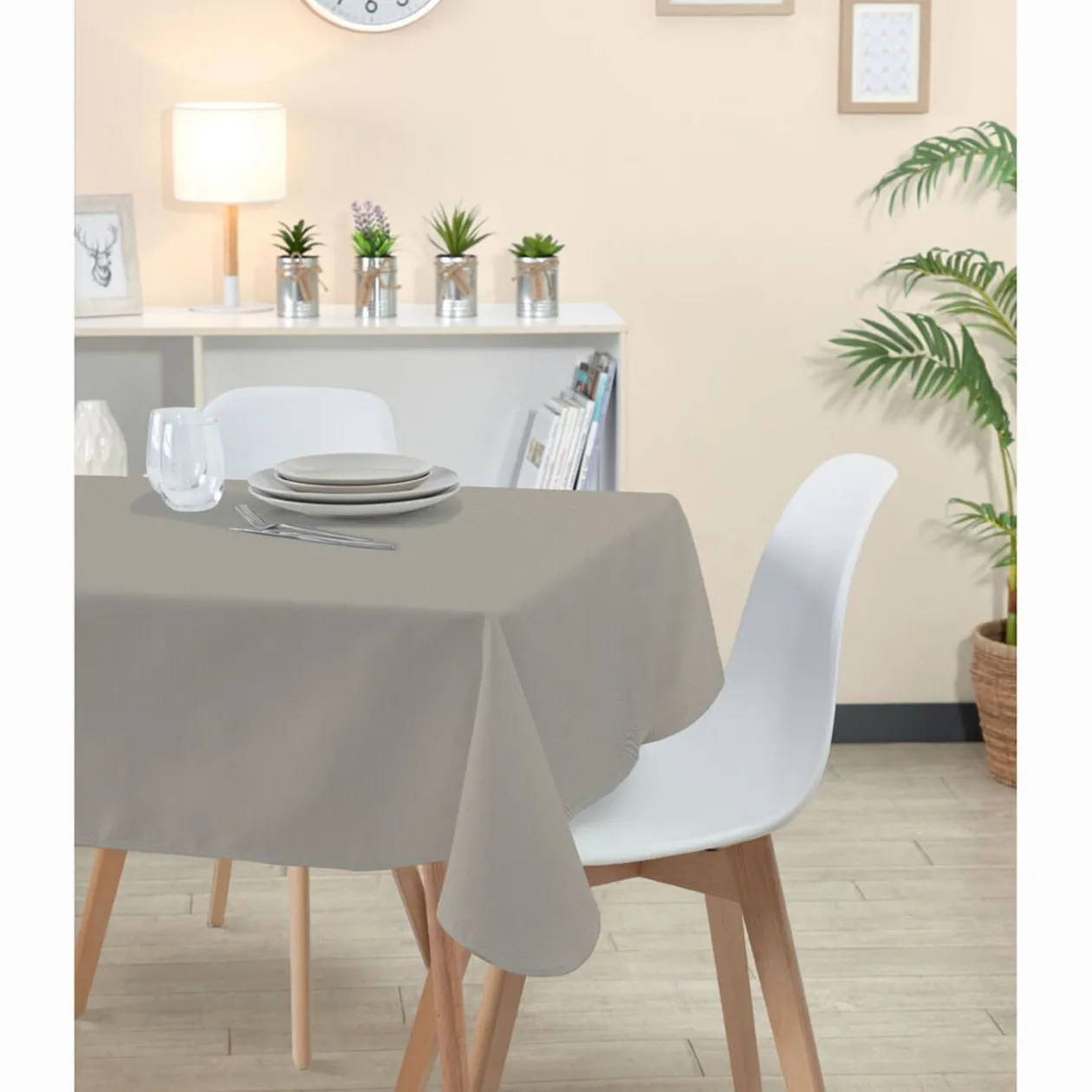 Nappe rectangulaire taupe unie
