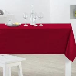 Nappe rectangulaire toile cirée rouge unie