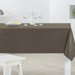 Nappe rectangulaire toile cirée beige unie