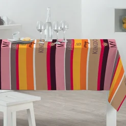 Nappe rectangulaire toile cirée rayée multicolore