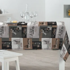 Nappe rectangulaire toile cirée design café