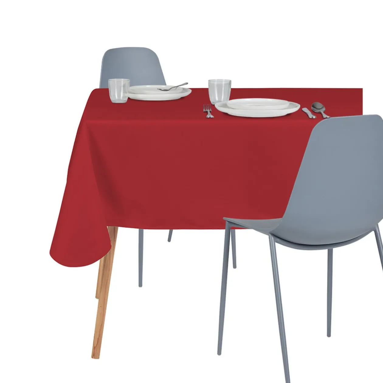 Nappe rectangulaire toile enduite rouge 140x250 cm