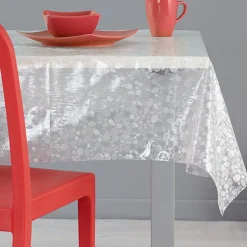 Nappe rectangulaire transparente design galets 3D blancs