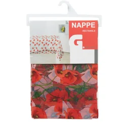 Nappe rectangulaire transparente motifs coquelicots