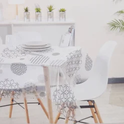 Nappe rectangulaire transparente motif graphique noir