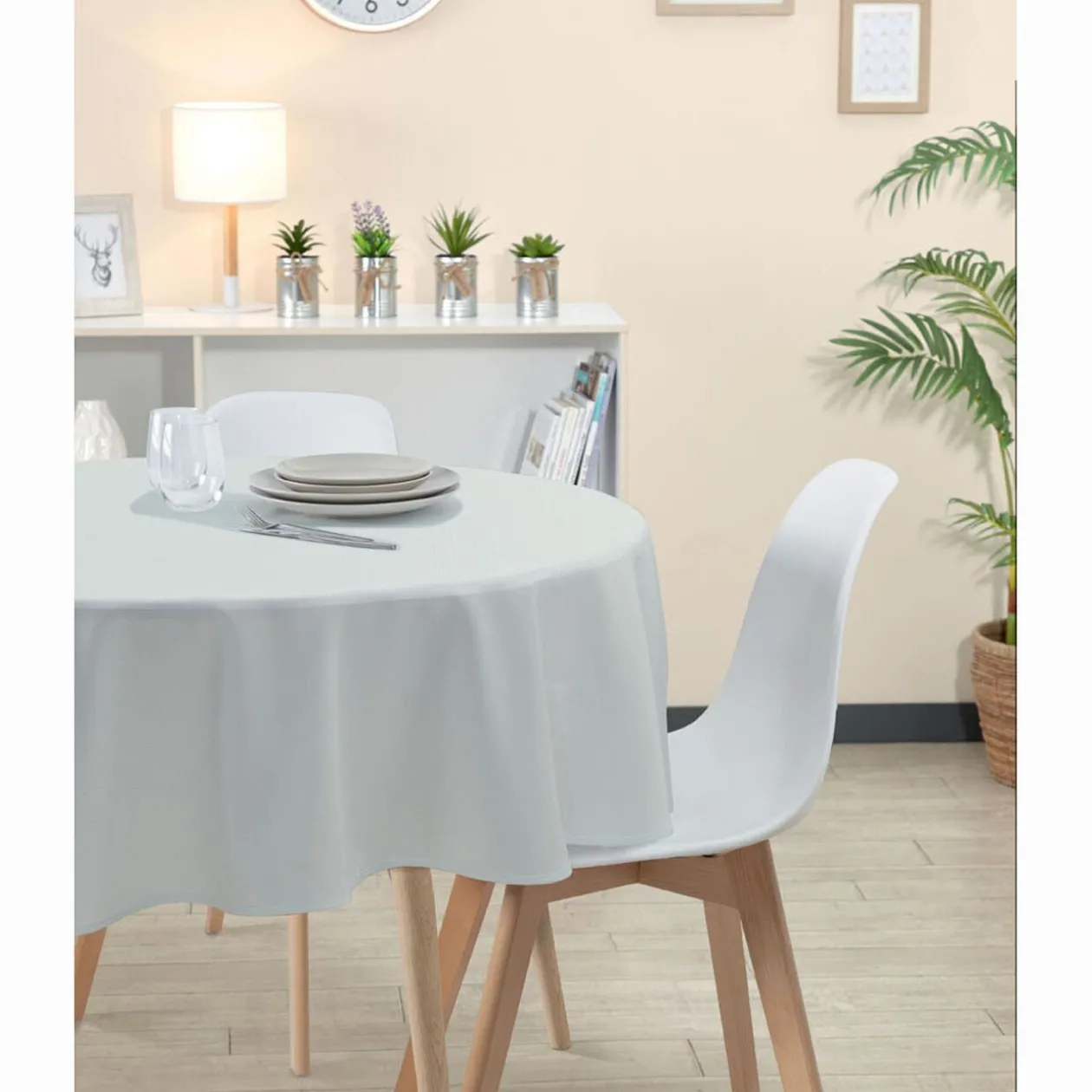Nappe ronde blanche unie