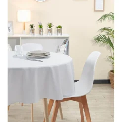 Nappe ronde blanche unie