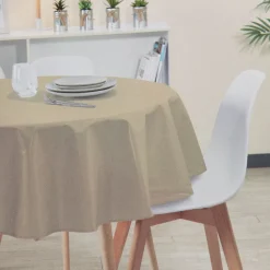 Nappe ronde coton uni taupe